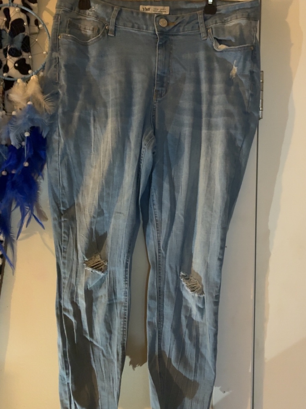Light Blue Distressed Womens Jeans